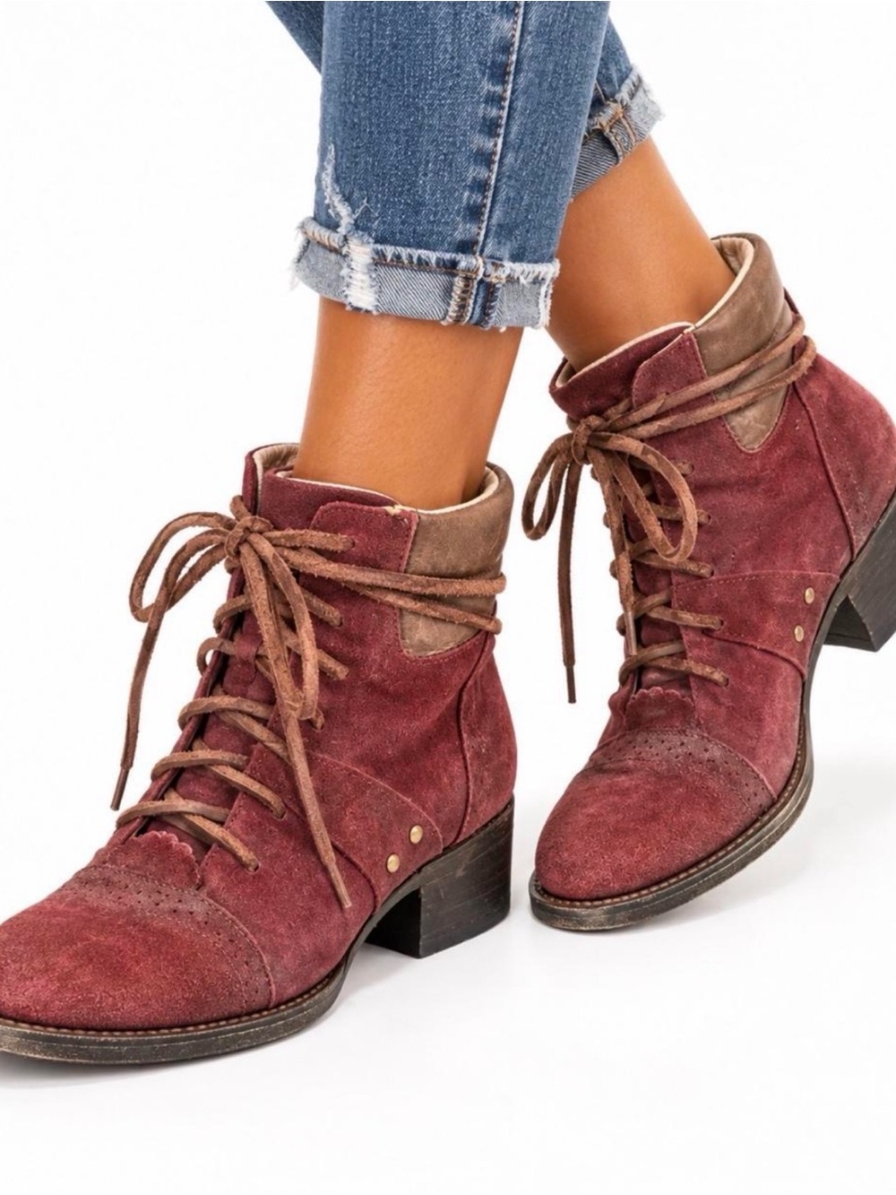 FREEBIRD by Steven “Cage” Wine Suede Leather Booties – Women’s 9